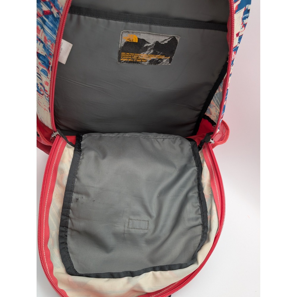 The North Face Jester Backpack Red Blue White Glitch Print Geometric Daypack - Picture 10 of 12